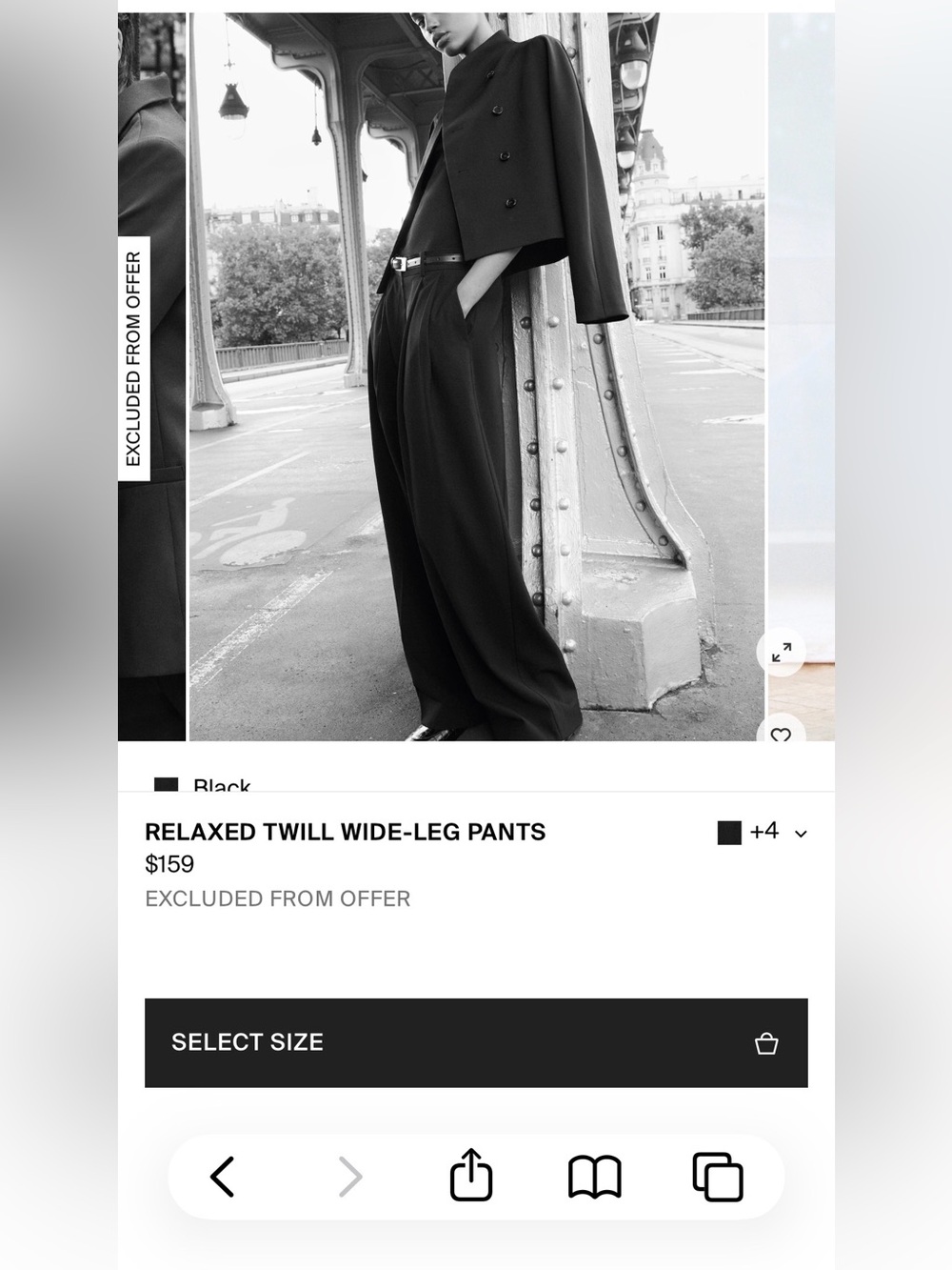 COS Relaxed Twill Wide-Leg Pants - Black